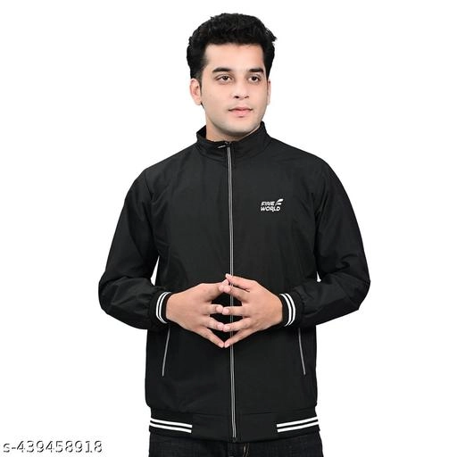 Polyester Jacket for Men (Black, M)