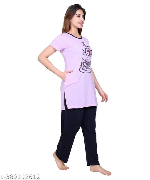 Woolen Nightsuit for Women (Lavender, M)