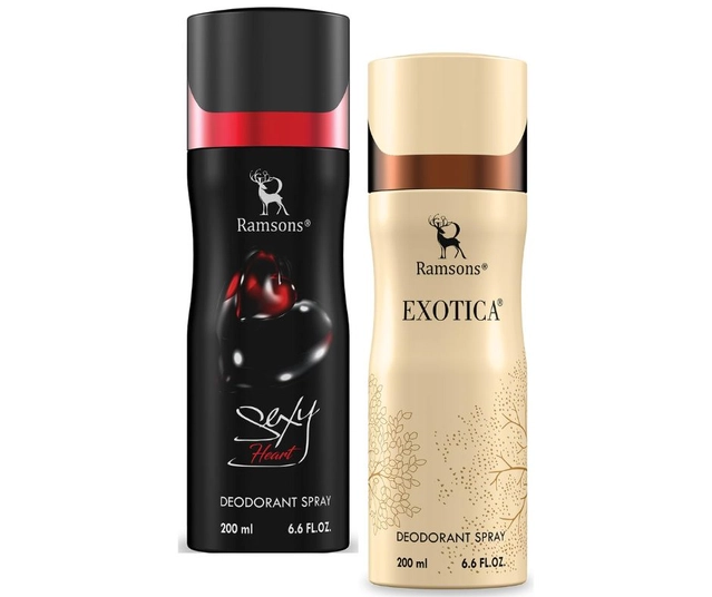 Ramsons Sexy Heart with Exotica Deodorant for Men (200 ml, Pack of 2)