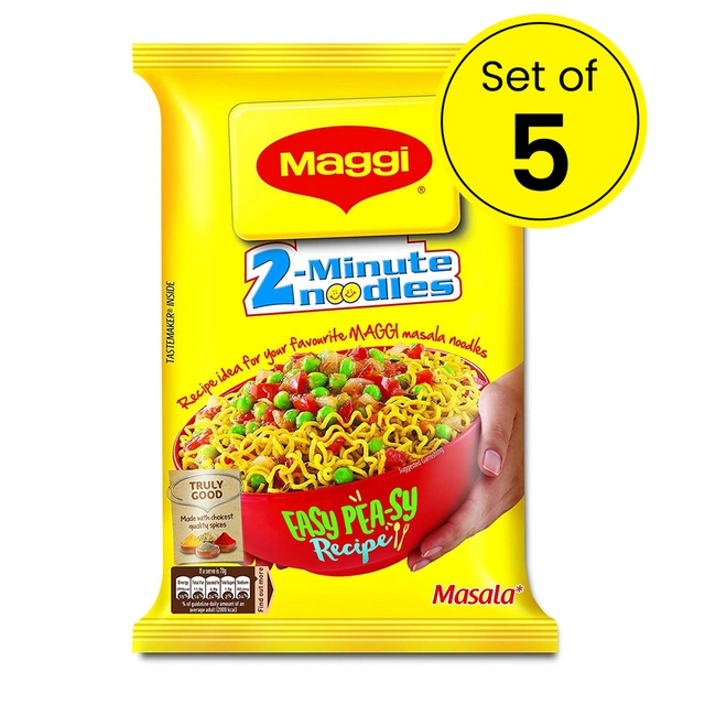 मैगी 2 मिनट इंस्टेंट नूडल्स मसाला 5X70 g (पाउच) (सेट ऑफ़ 5)