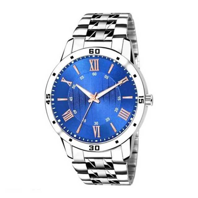 Elegant Collection Stylish Analog Watch For Men (Silver & Blue) (EC_037)
