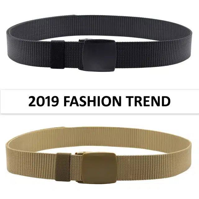 Canvas Belt for Men (Pack of 2) (Multicolor, 42)