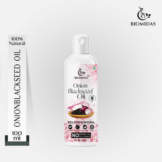 Biomidas 100% Pure & Natural Non-Sticky, Non-Greasy Onion Blackseed Oil For Silkier & Stronger Hair (100 ml) (G-1035)