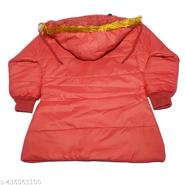 Polyester Jacket for Girls (Peach, 0-3 Months)