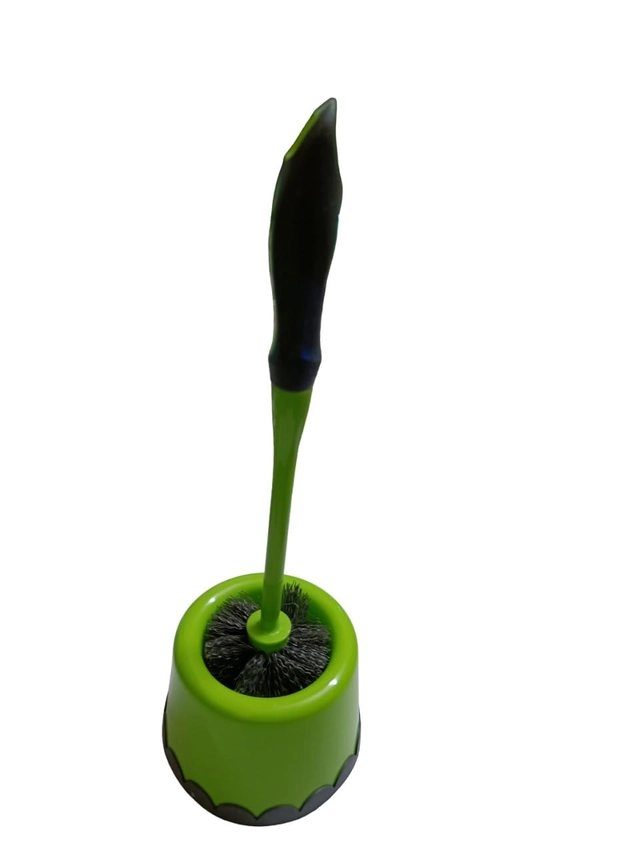 Combo of Plastic Toilet Bowl Brush with Holder (Green, Set of 1)