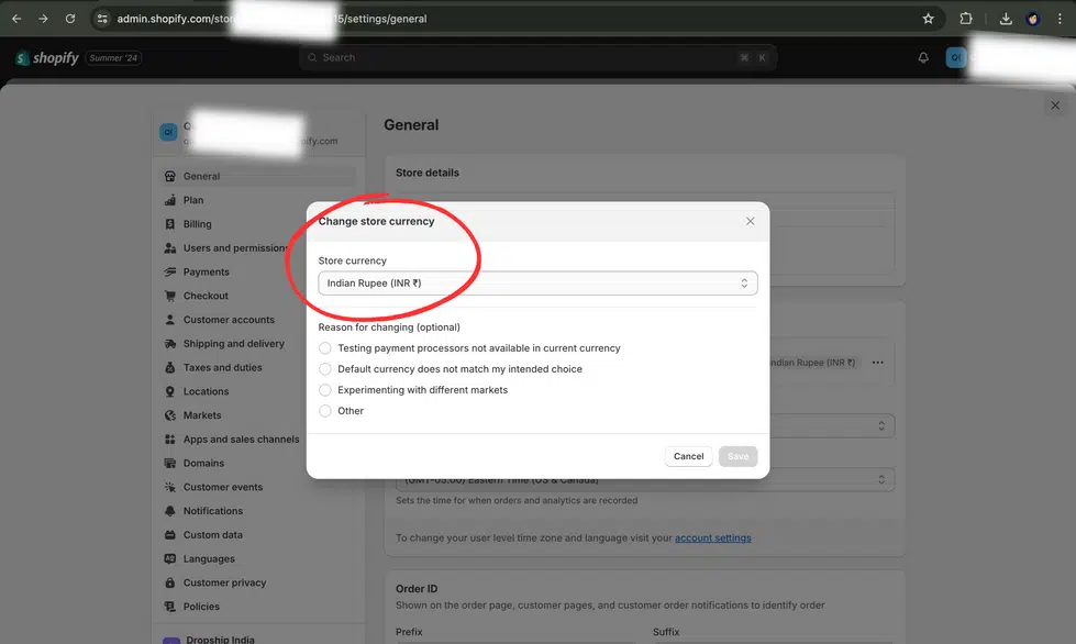Step 4: Now select 'Indian Rupee (INR ₹)' and save.