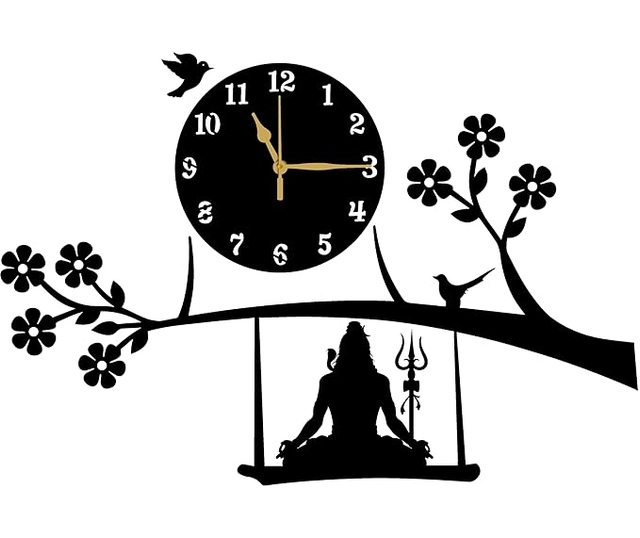 Wooden Wall Clock For Home (Black, Pack of 1)