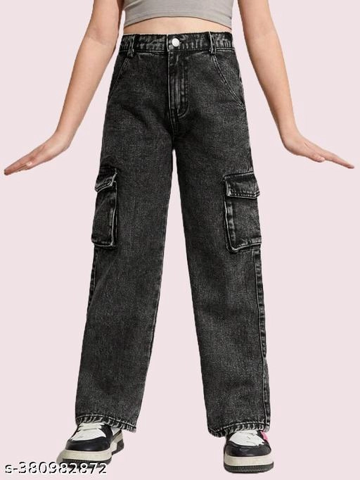 Denim Jeans for Girls (Black, 3-4 Years)