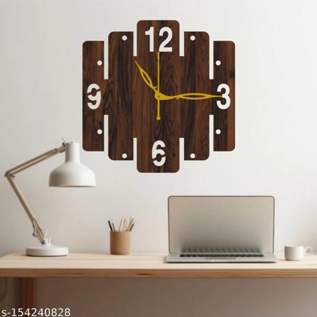 Wooden Wall Clock for Home (Brown)