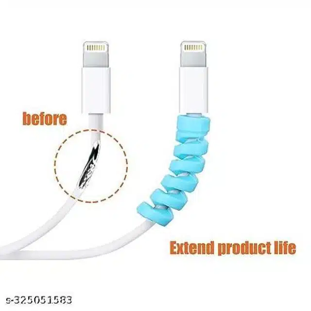 Silicon USB Cable Protector (Multicolor, Pack of 10)