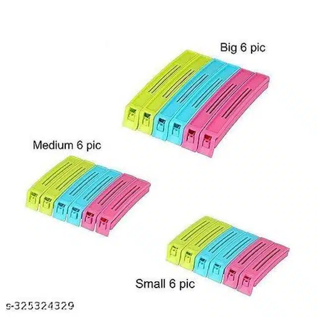 Plastic Food Packet Sealing Clips (Multicolor, Pack of 18)