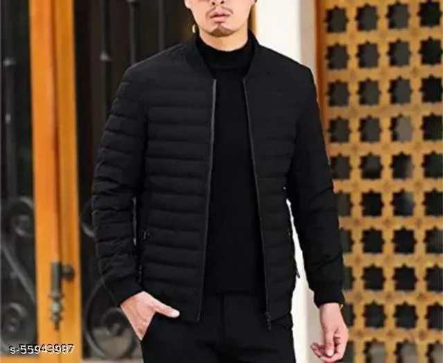 Trendy Viscose Rayon Full sleeves Jacket For Men (Black, XL) (A-36)