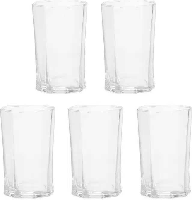 Water cum Juice Glass (Transparent, 200 ml) (Pack of 5)