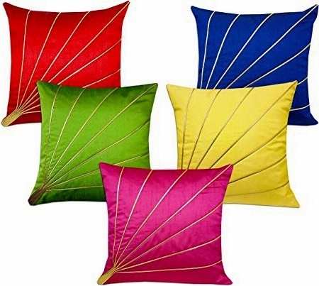 Satin Cushion Covers (Multicolor, 16x16 inches) (Pack of 5)