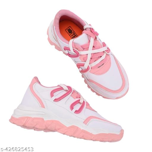 Casual Shoes for Women (Pink & White, 3)