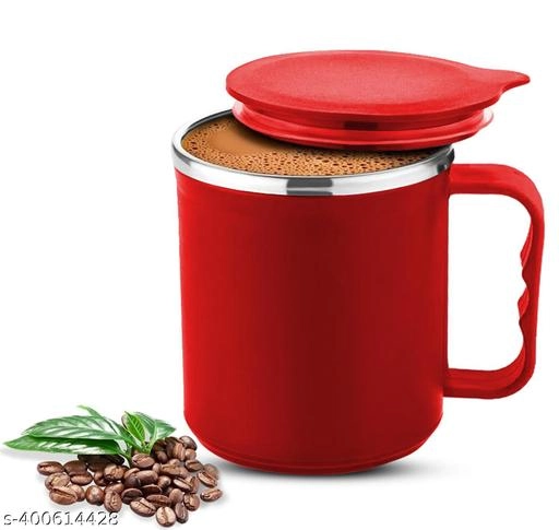 Plastic Insulated Coffee Mug with Lid (Assorted, 300 ml)