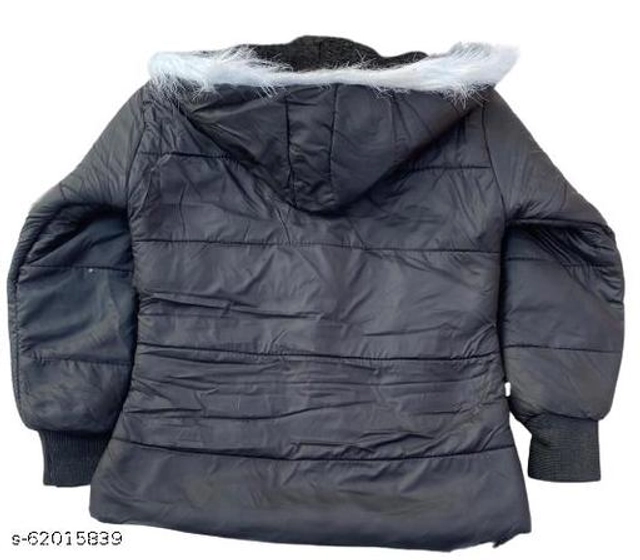 Polyester Jacket for Girls (Black, 12-18 Months)