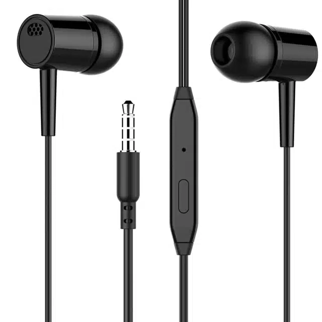 Wired In-Ear Headphones With Mic (Pack Of 2, Black & White) Rb