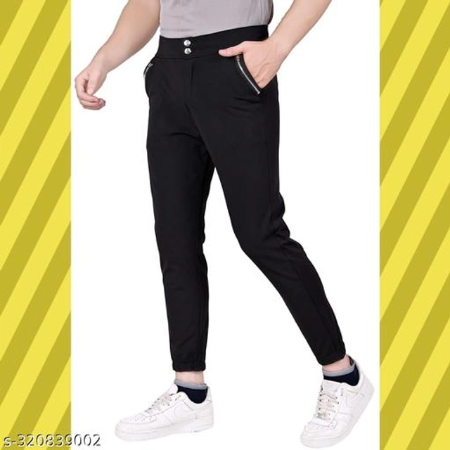 Lycra Cargo Trousers for Men (Black, 26)