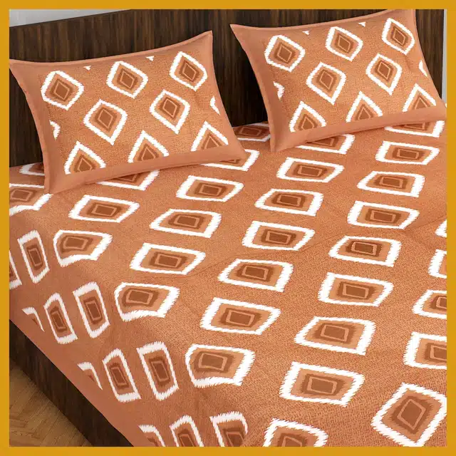 Double Bedsheet with 2 Pillow Covers (Brown, 215x235 cm)