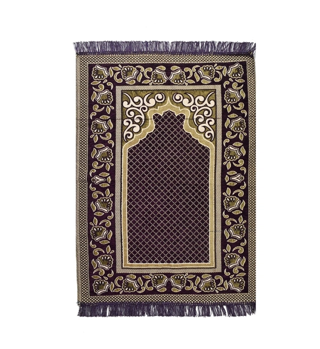 Velvet Chenille Super Soft Namaz Prayer Mat (Purple, 70x110 cm)