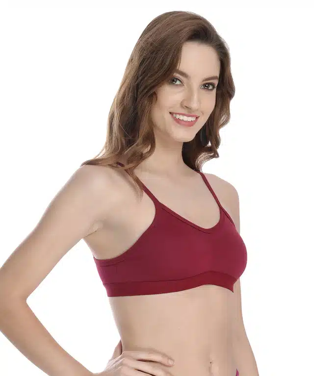Non Padded and Non-Wired Bra for Women (Pack of 2) (Maroon & Red, 34)