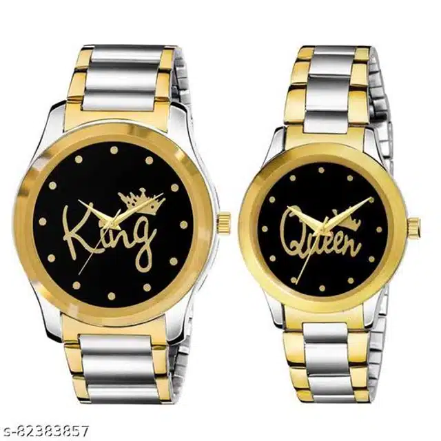 Analog Watch for Couple (Multicolor, Pack of 2)