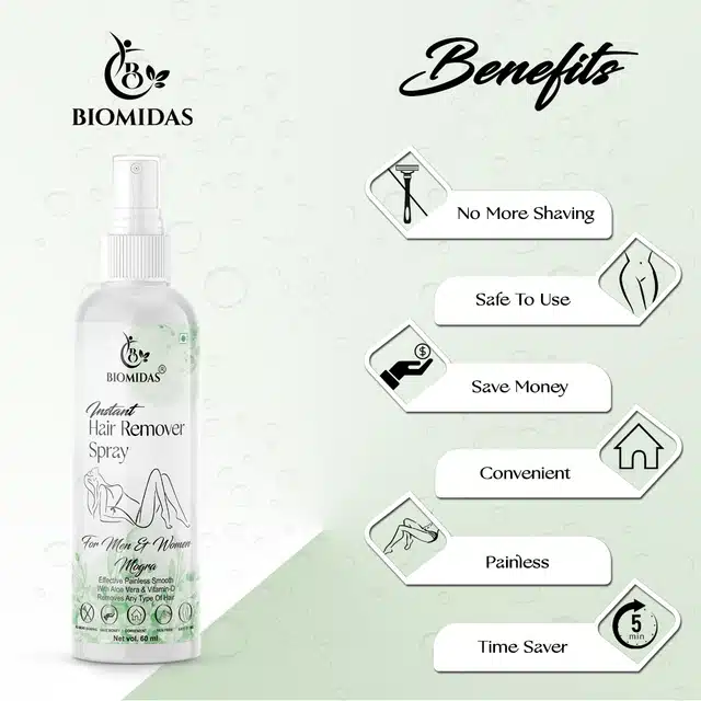 Biomidas Mogra Fragrance Painless Body Hair Removal Spray (60 ml)