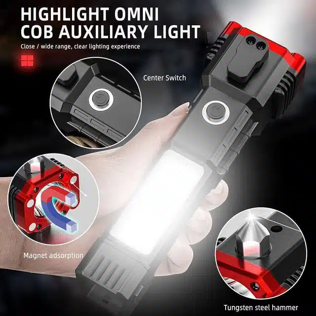 Rechargeable Torch Lights (Black, 3 W)