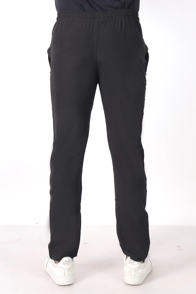 Cotton Blend Slim Fit Trackpants for Men (Black, L)