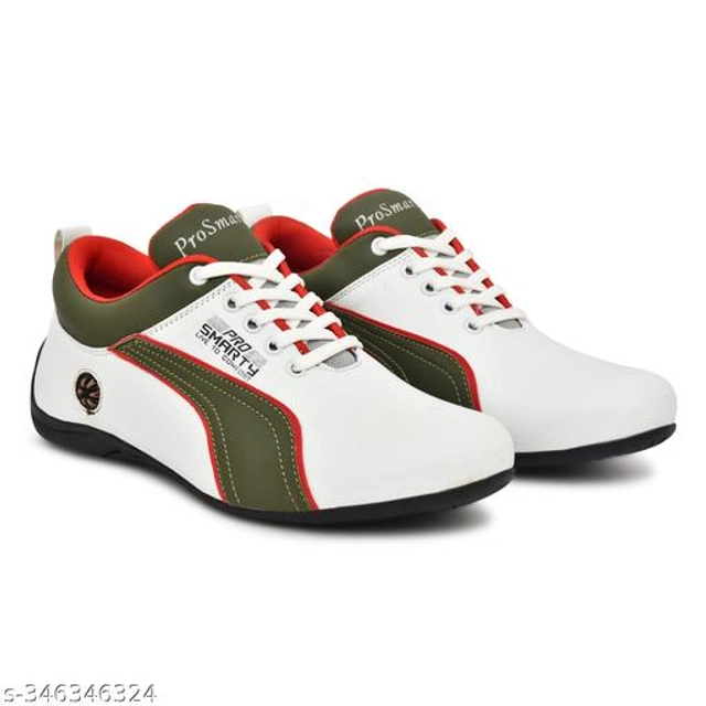 Sports Shoes for Men (White & Olive, 6)