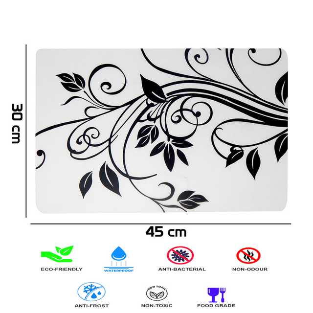 Multipurpose Refrigerator Mats (Black & White, 12 X 17 Inch) (Pack of 4) (W-49)