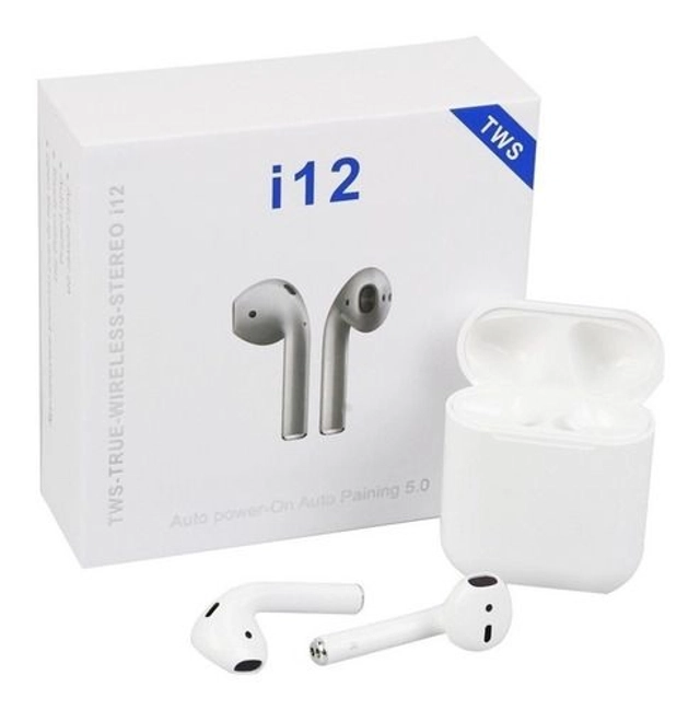 i12 Wireless Bluetooth Earbuds with Charging Case (White)