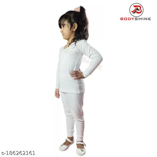 Woolen Thermal Top & Bottom Set for Kids (White, 0-3 Months)