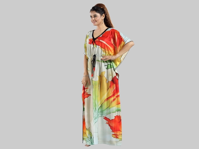 Satin Printed Nightdress for Women (Multicolor, Free size)