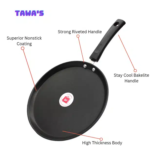 Non Stick Tawa with Surprise Gift (Pack of 2) (Grey, 24 cm)