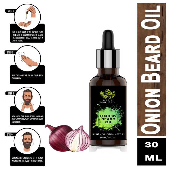 Haria Naturals Onion Beard Oil For Men Long Beard & Skin Hair Oil 30 ml  (B-15184)