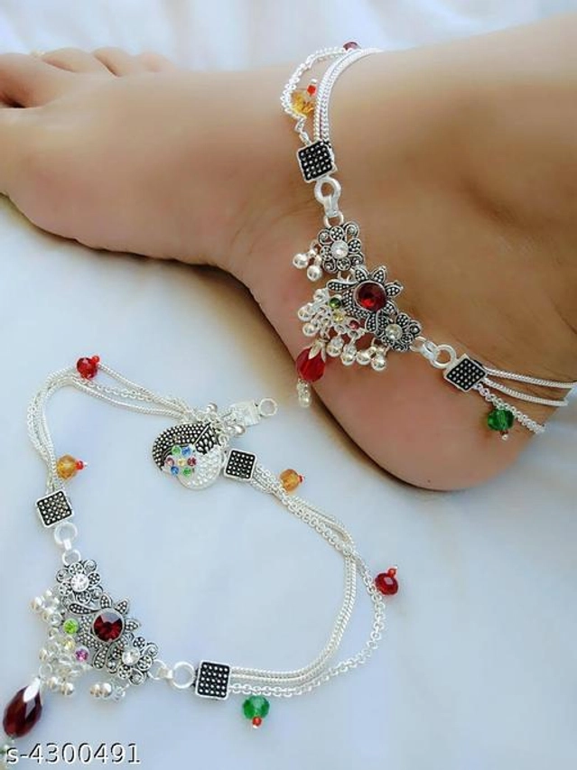 Alloy Anklets for Women (Multicolor, Set of 1)