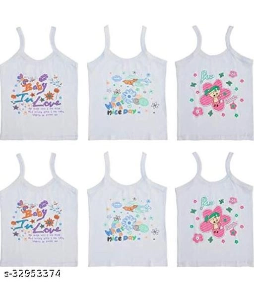 Cotton Camisoles for Girls (Multicolor, 0-3 Months) (Pack of 6)