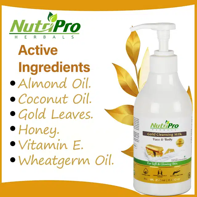 NutriPro Gold Cleansing Milk With Vitamin-C Toner (Pack of 2)