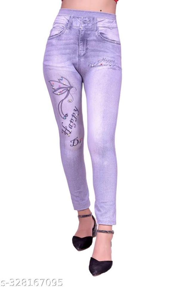 Polycotton Dyed Jeggings for Girls (Lavender, 5-6 Years)