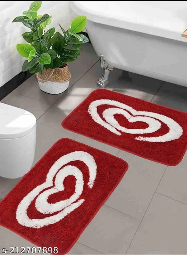 Microfiber Door Mats (Red, 40x60 cm) (Pack of 2)