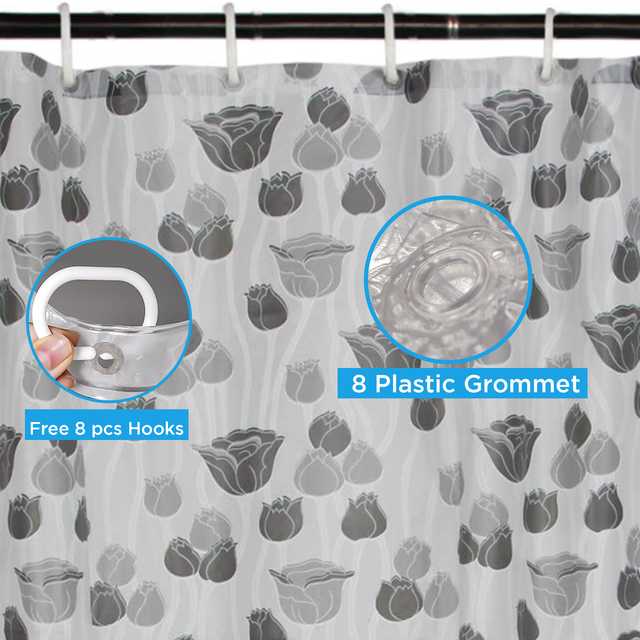 PVC Waterproof Shower Curtain (Grey, 84X54 Inches) (SPM-28)