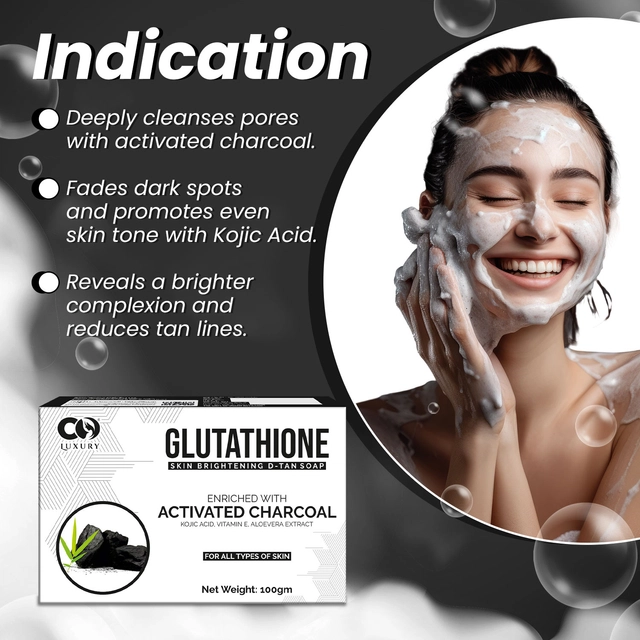 Co-Luxury Glutathione Charcoal Skin Brightening Bathing Soap (100 g, Pack of 2)