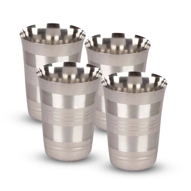 NIVIS Stainless Steel Fortuner Tumbler (195 ml each, pack of 4)