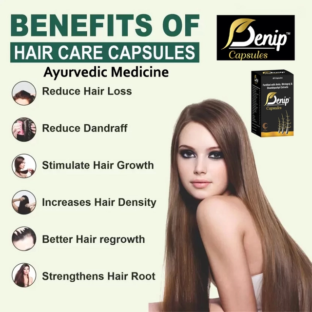 Denip Ayurvedic Amla Bhringraj Sankhpushpi Extracts Hair Growth 60 Pcs Capsules (Pack of 1)