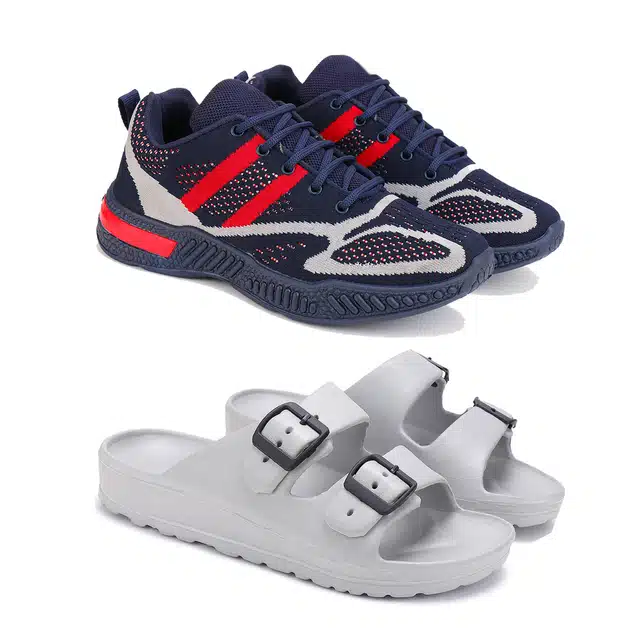 Combo of Sports Shoes & Sliders for Men (Pack of 2) (Multicolor, 7)