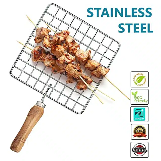 Square Stainless Steel Grill Pan (Brown)