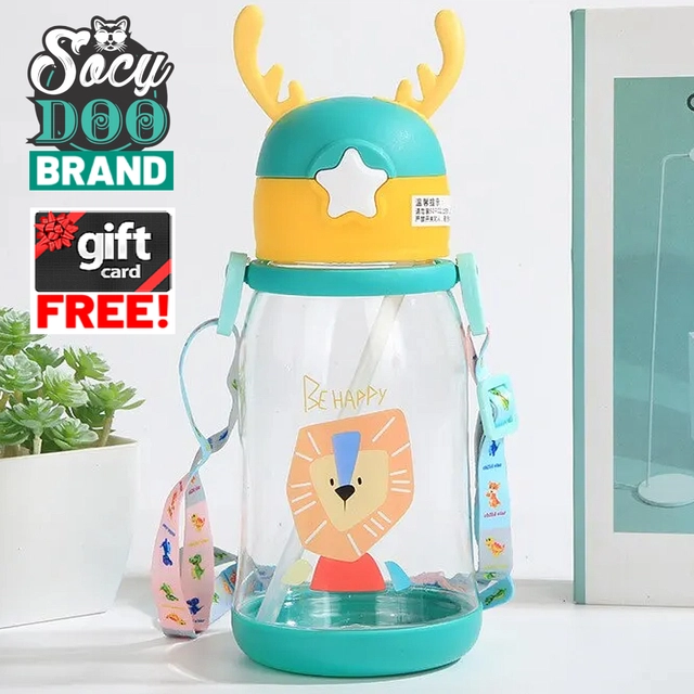 Cartoon Theme Sipper Water Bottle for Kids (Multicolor, 600 ml)