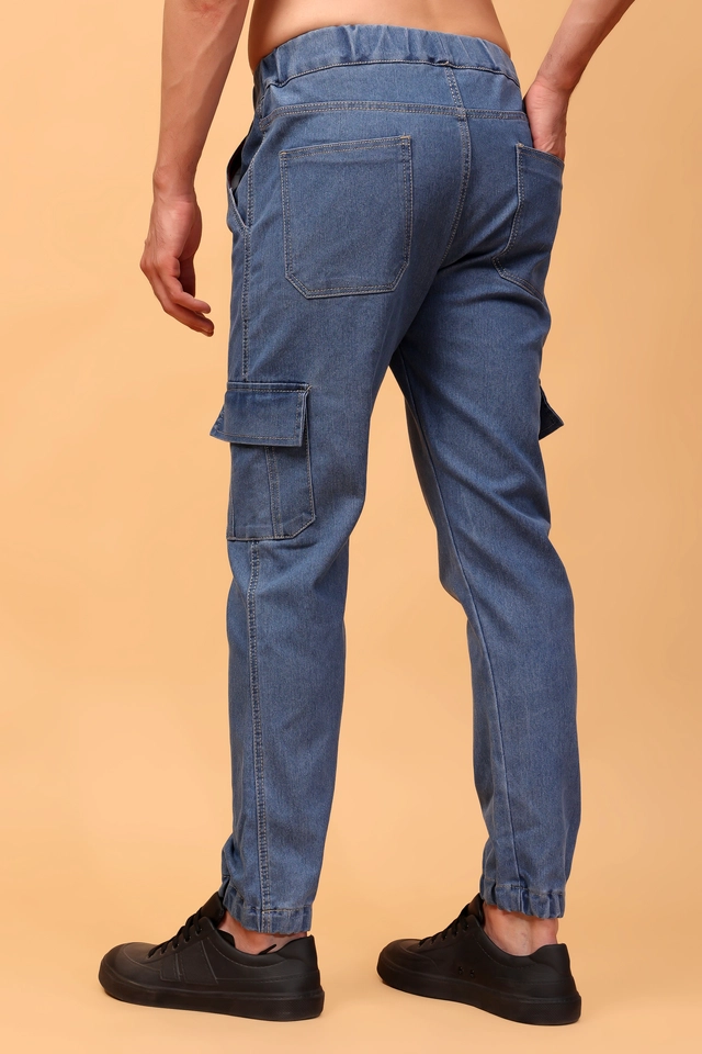 Cotton Blend Cargo Jeans for Men (Blue, 28)